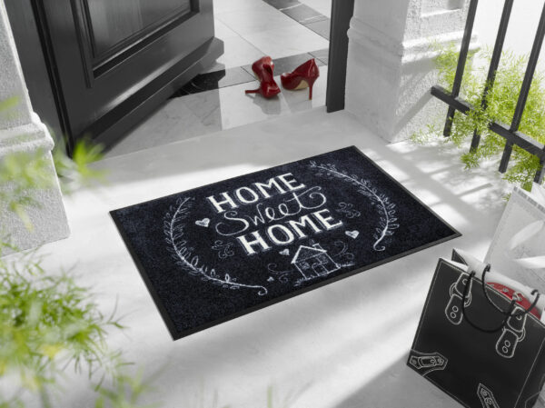 Wycieraczka tekstylna Chalky Home z napisem Home Sweet Home