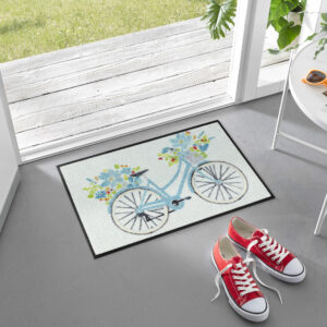 wycieraczka Daisy Daisy z motywem roweru i kwiatów